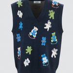 Cider Wool V Neck Teddy Bear Sweater Vest Size Medium Large Photo 0