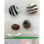 2 Pairs Of Vintage Metal Earrings Rippled Silver & Textured Silver Round Designs Photo 6