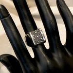 MICHAEL DAWKINS Sterling Silver Starry Night Oxidized Caviar Accented Ring Sz 5 Photo 2