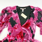 Anthropologie  X Hutch Marisol Midi Wrap Dress Floral Pink Velvet Black Photo 7