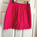 J.Crew  Scalloped Hem Skirt Hot Pink Linen Blend Elastic Waist Women's Size 4 Photo 4