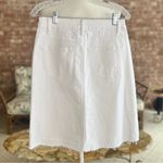 Sonoma  Skirt Denim Fray Release Hem A-Line White 8 Stretch Party Work Trendy Mod Photo 7