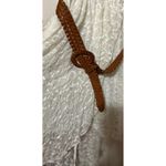 As You Wish As U Wish Women's Hi Low Wrap Sleeveless White Dress w/Brown Dress Size L Photo 2
