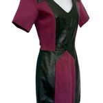 Rebecca Minkoff  Plum Purple V-Neck Black Lambskin Leather Panel Mini Dress Sz 0 Photo 9