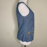Donna Morgan Chambray Embroidered Floral Shell Tank Fitted Sz 8 Photo 3
