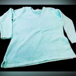 LL Bean Pullover V Neck Sweater 100% Cotton Womens Medium Mint Green Blue Size XL Photo 2