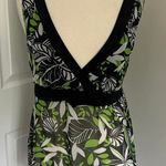 Y2K GREEN AND BLACK AGENDA FLORAL PRINT SHEER TIE BACK TANK TOP Size XL Photo 0