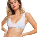 Roxy Nautilus Elongated Triangle Bikini Swim Top Orange Aqua Tie Dye Size Large Photo 0