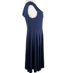 NY & Co Dress Navy XL Short Sleeve Draped Neck Stretch New Blue Photo 9