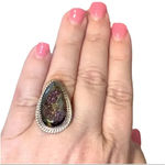 Navajo Sterling Silver Druzy Ring Native American Size 8 Photo 0