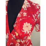 Lush Clothing Lush Red Wrap Frilly Ruffled Short Sleeve Floral Dress V neck XS Photo 7