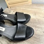 Steve Madden  Women’s 8 Maurra Black Leather Heeled Platform Sandals Goth Chunky Photo 4