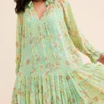 Free People Feeling Groovy Maxi Dress Size Small 70s Chartreuse Floral Bohemian Photo 1