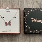 Disney NWT  Glitter Paper Pink Minnie Bow Necklace Photo 0