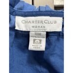 Charter Club  Blue Floral 3/4 Sleeve Button Up Blouse Size 18W Scoop/Tie‎ Neck Photo 2