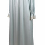 Shadowline Vintage Long Sleeve Nylon‎ Nightgown Lace Trim Embroidered Blue L Size undefined Photo 0