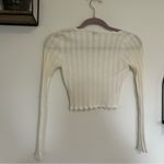 Find Me Now Cream Eyelet Semi Sheer Long Sleeve Scalloped Cropped Shirt Small Photo 1