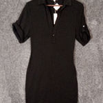 James Perse  Black Collared Mini Dress Short Sleeve Made In USA COCTAIL sz 2 Photo 0