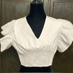 SheIn white Ruffle sleeves, v-neck Cropped top. Size Large. New with bag Photo 0