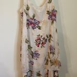Vintage Mary McFadden Floral Cream Ruffle Tier Dress Multiple Size 14 Photo 1