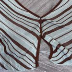 ZARA  brown & blue‎ striped button cropped cardigan women’s size M Photo 4