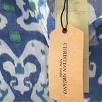 Christian Siriano Blue and White Button Down Shirt Abstract Pattern Print Collar Size L Photo 5