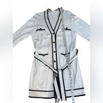 NWOT Aaron & Amber White Cardigan with Black Trim and Belt Women size Large Photo 13