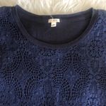 J.Crew  navy crochet lace front long sleeve tee Photo 4