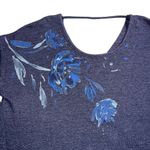 Maurice's Womens Sweatshirt Floral Print Cutout Long Sleeve Pullover Navy Blue 1X Photo 1