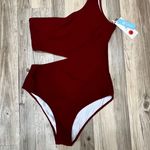 Cupshe NWT One Shoulder Cut Out Ribbed Swim Photo 2