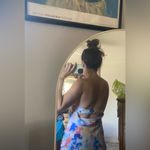 Floral Strapless Dress Blue Size L Photo 5