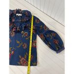 Madewell  x Warm Women’s Blue Floral Blouse Long Sleeve Ruffle Neck Size XS Photo 6