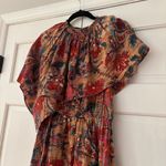 Ulla Johnson  Silk Tahlia Midi Dress Coral Bloom Asymmetric Sleeve‎ Size 4 Small Photo 3