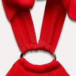 ZARA  dress maxi red pleated Elegant Halter wedding party evening  Photo 16