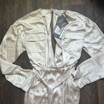 Club L True Romance Ivory Satin MIDI Shirt Dress Photo 2