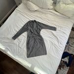 Hugo Boss Boss gray belted waterfall v neck collared trench mid length dress M Photo 16