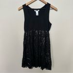 Alice + Olivia  Black Sequin Checkered Sleeveless Party Dress Size Small Babydoll Photo 4