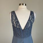 Adrianna Papell Lace and Crepe Sleeveless A-Line Evening Gown Blue Size 10 Dress Photo 6