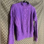 Trouser’s Up Vintage Purple Cable Knit Sweater mock turtleneck Women’s Size Medium Photo 3