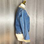 Tommy Hilfiger  Denim Jacket Tan Collar Women's M Trucker Style Blue Jean Photo 3