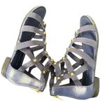 Marc Fisher Gladiator Sandals Womens 8 Blue Gold Studded Ankle Strap Zipper Back Photo 9