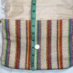 Cambodian woven stripe straw design crossbody beach purse snap shut tassels Orange Photo 7