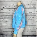 Tommy Hilfiger NWT Size XL Blue & Pink Tie Dye - White Logo Crop Sweatshirt Top Photo 1