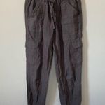 Nicole Miller  Pewter Grey Linen Cargo Utility Joggers Size Small Photo 1