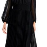 Taylor Black Long Sleeve Pleated Dress Size 8 Photo 0