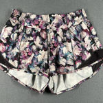 Lululemon  Shorts Womens 4 Purple Black Floral‎ Hotty Hot Short 2.5 Lined Mesh Photo 0