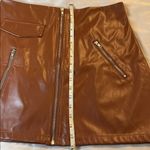 Brown Faux Leather Mini Skirt with Zipper Details Size L Photo 5