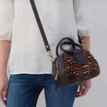 Hobo International NWT, HOBO Sheila Leopard Satchel Leather Haircalf Attachable Crossbody Handbag Photo 2