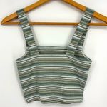American Eagle  Striped Wide Strap Cropped Cami Tank Top Women’s Size XS Green Photo 6
