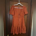 J.Crew  Cotton Voile Tiered Button Down Beach Dress Orange Size M Photo 1